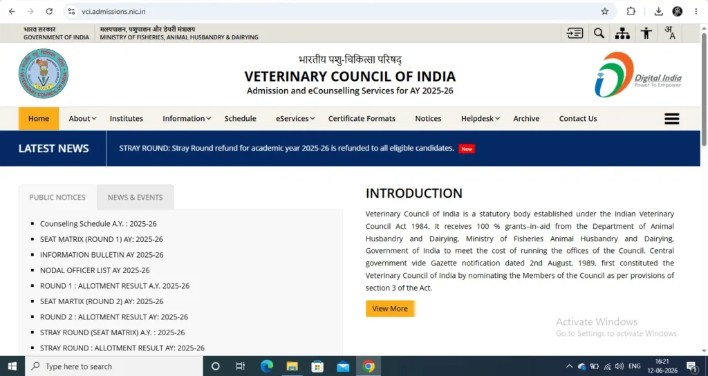 BVSc AH admission 2026